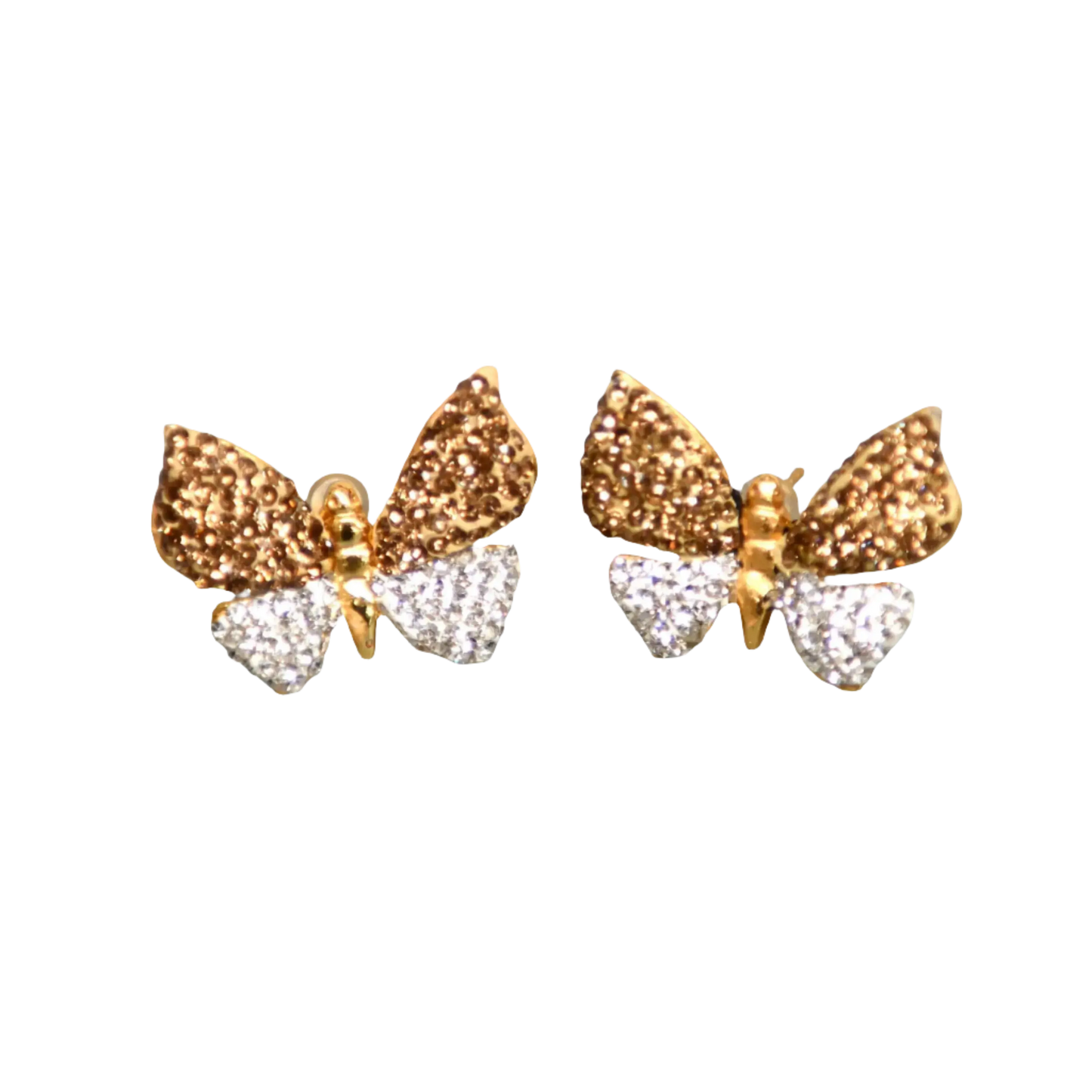 Gold & White Zirconia Butterfly Earrings Hey Bou