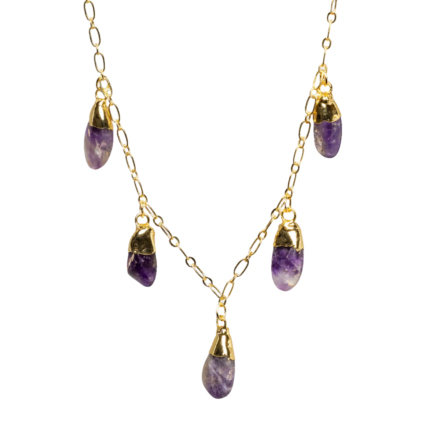 Gold Plated Smooth Amethyst Necklace Hey Bou