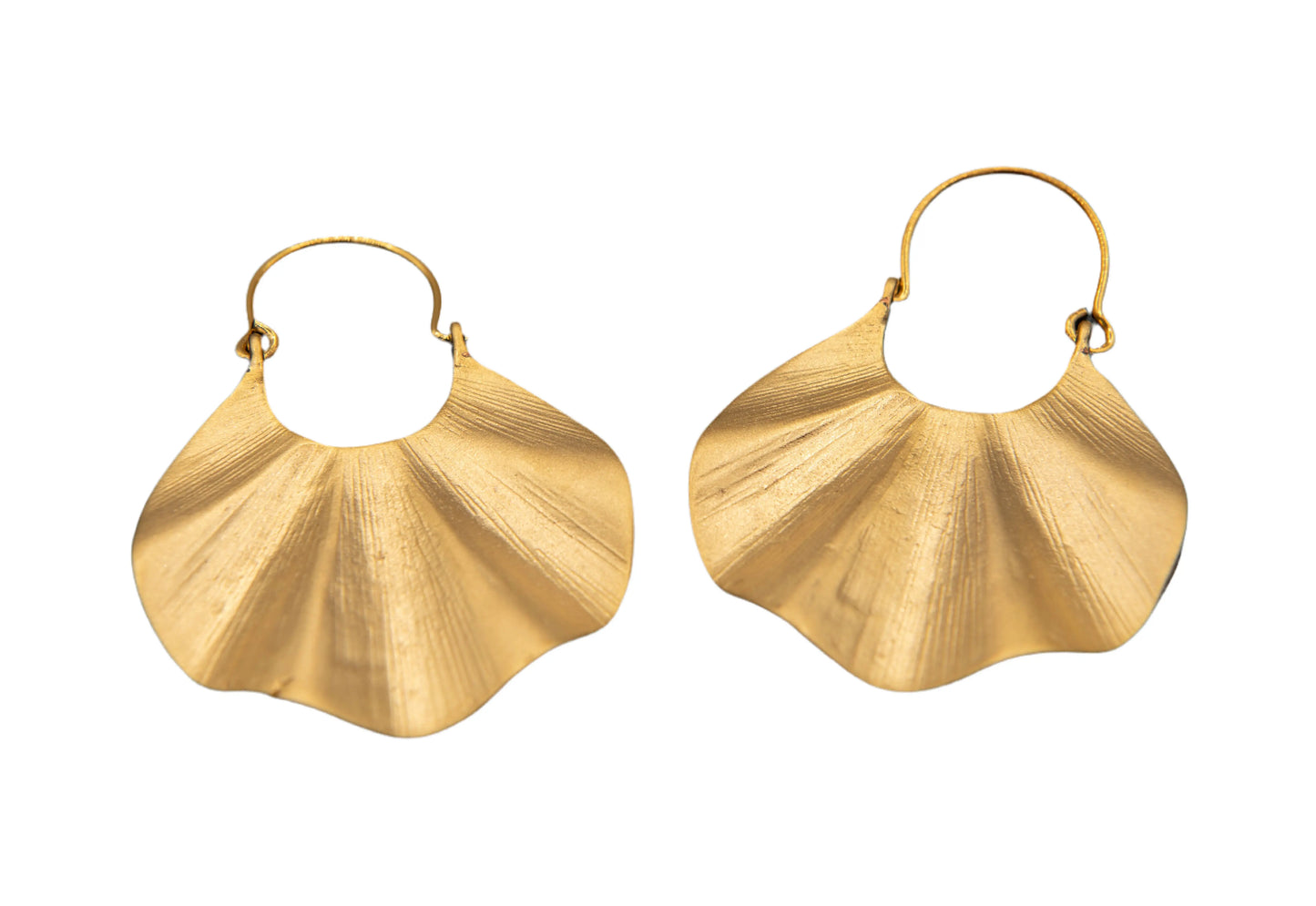 Gold Plated Pleated Earrings Hey Bou