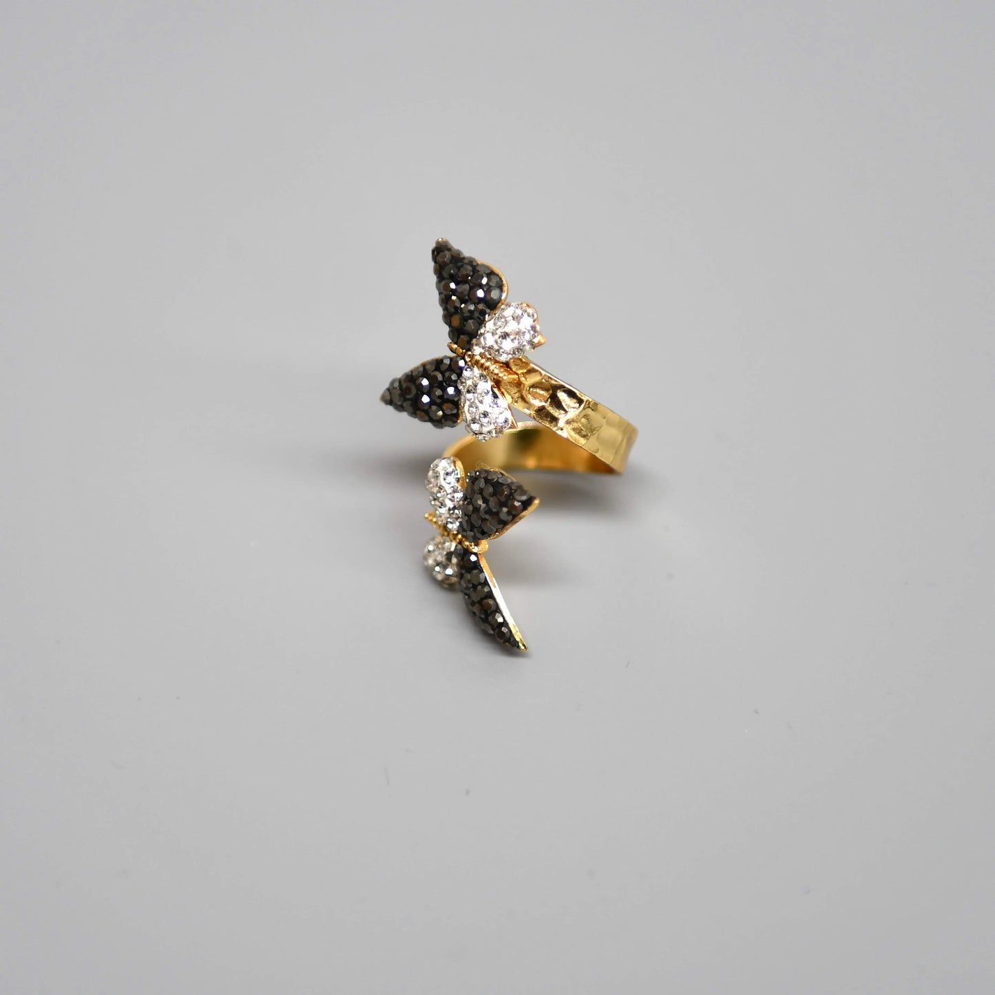 Black & White Zirconia Butterfly Ring Hey Bou