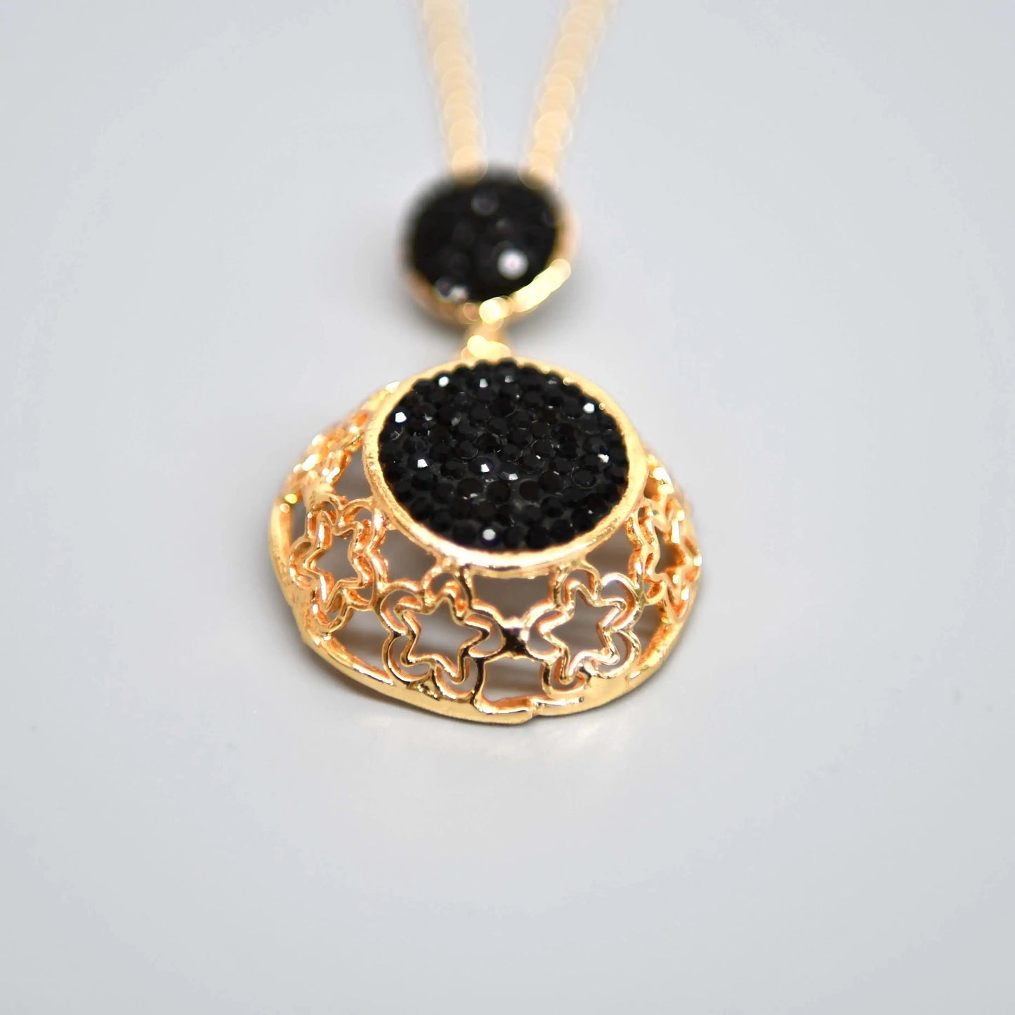 Gold Plated Black Zirconia Necklace Hey Bou