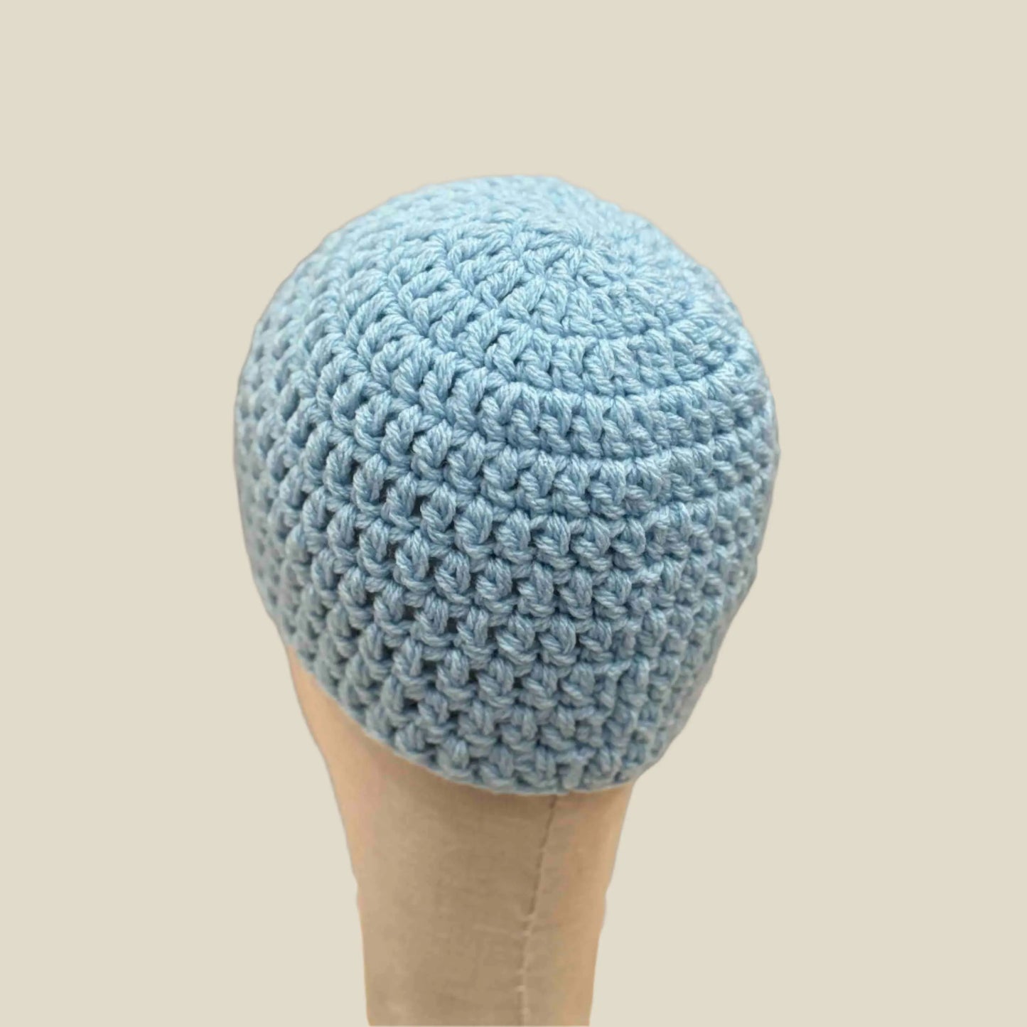 Bulky Sky Blue Double Crochet Child Beanie 47-59cm H 18cm HeyBou - Made by Lisa