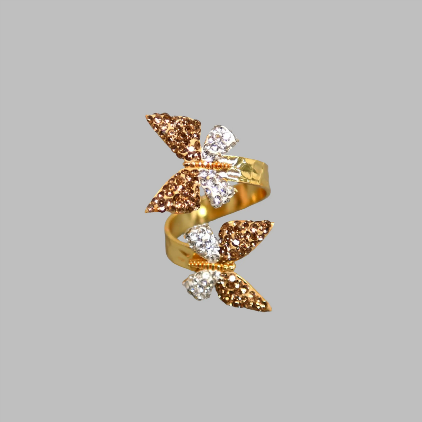 Gold & White Zirconia Butterfly Ring Hey Bou