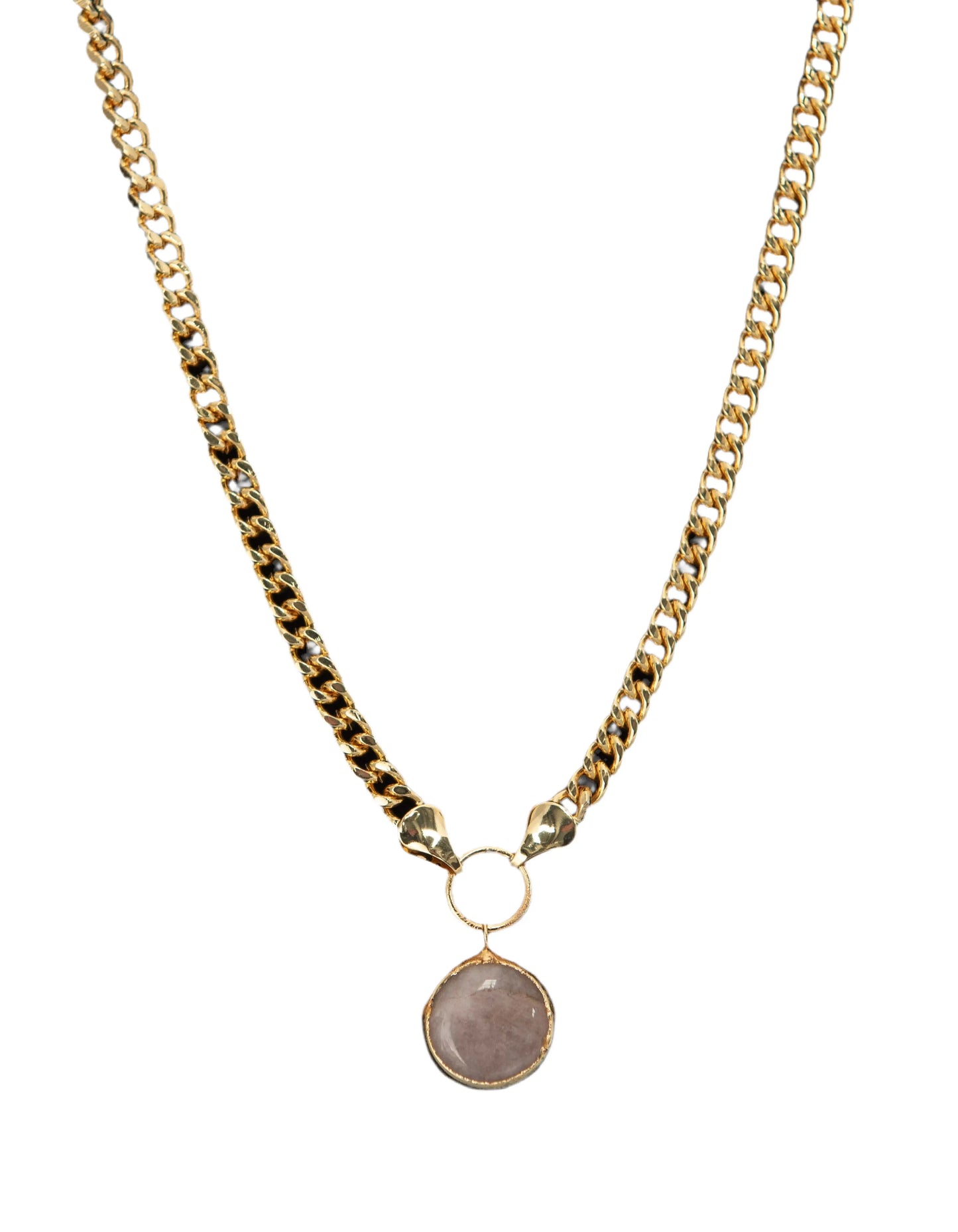 Natural Agate Gold Plated Thick Chain Necklace Hey Bou