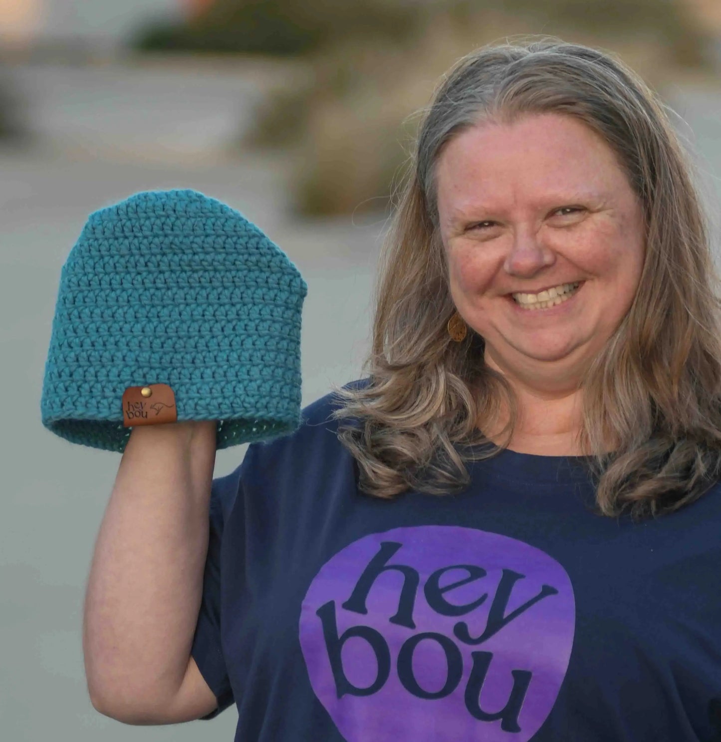 Primo Teal Double Crochet Bulky Adult Beanie 51-68cm H 22cm HeyBou - Made by Lisa