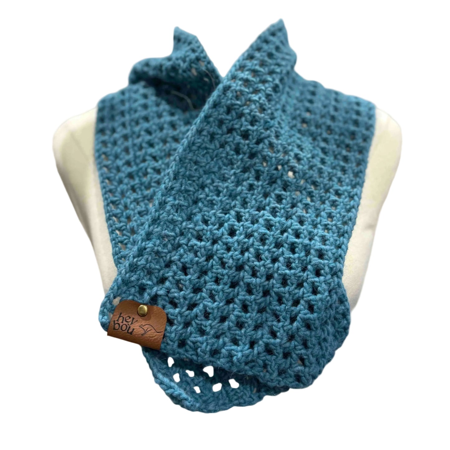 Primo Teal Double Crochet Scarf 102cm x 16cm HeyBou - Made by Lisa