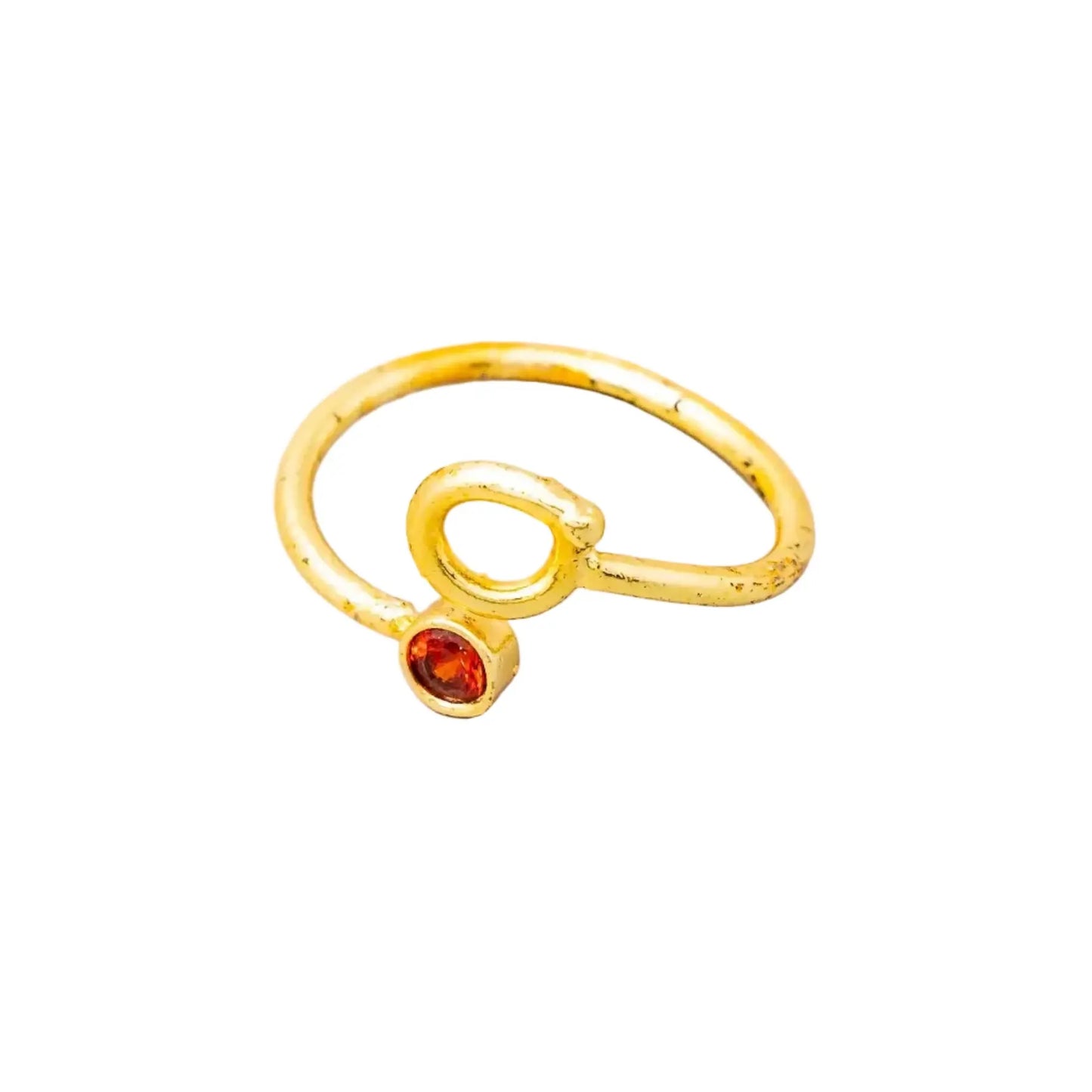 Gold Plated Natural Red Agate O Stone Ring Hey Bou