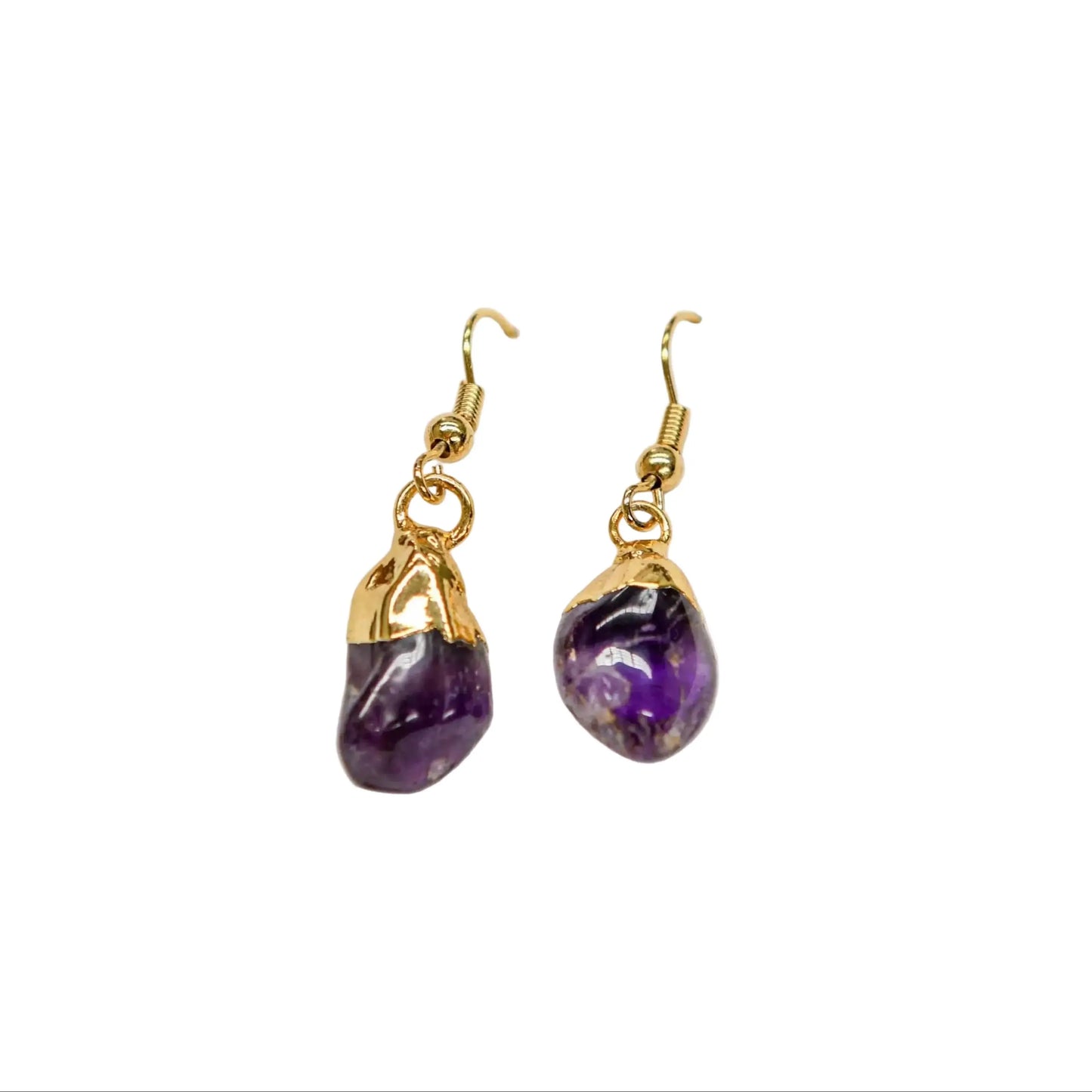 Gold Plated Smooth Hook Amethyst Earrings Hey Bou