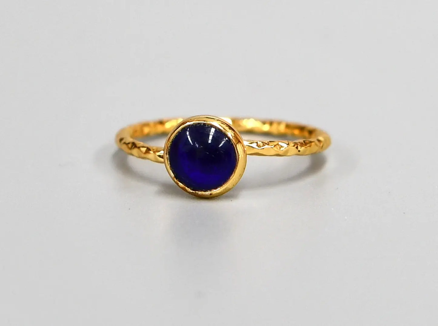 Gold Plated Royal Blue Cat Eye Ring Hey Bou