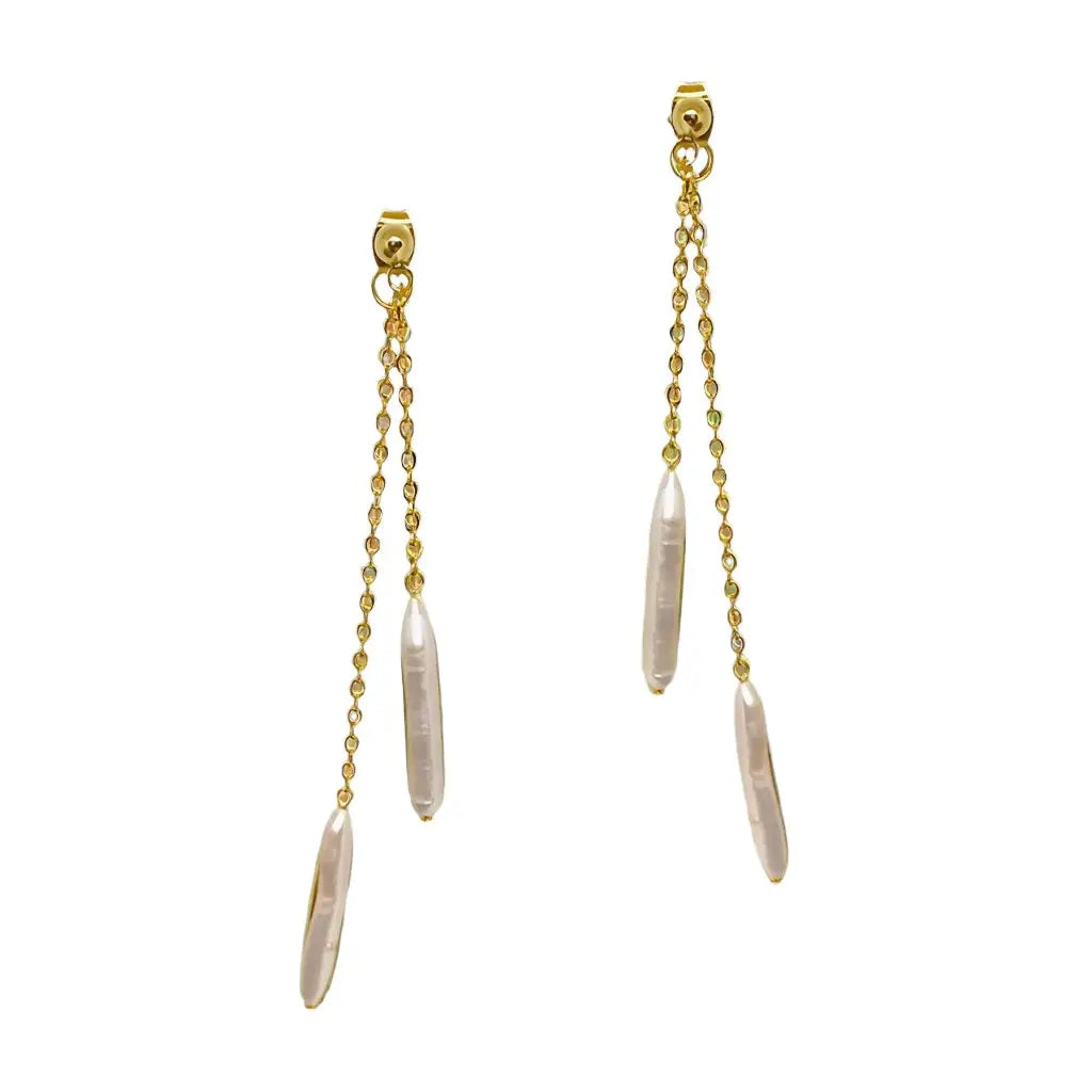 Two-way Tila Pearl Stud Earrings Arete