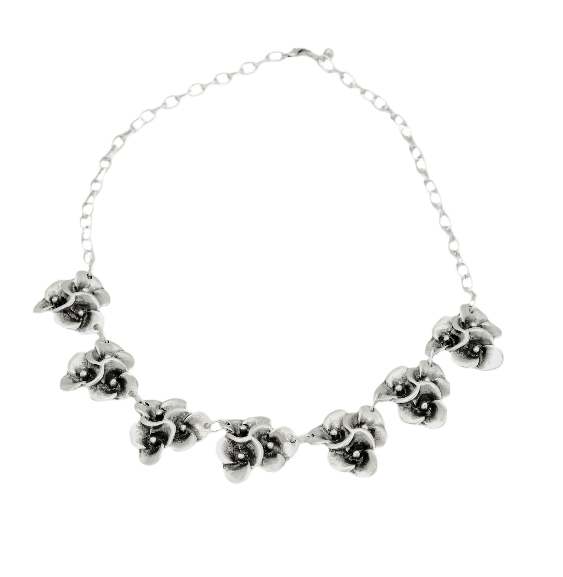 Silver Plated 3 Violets Necklace Hey Bou