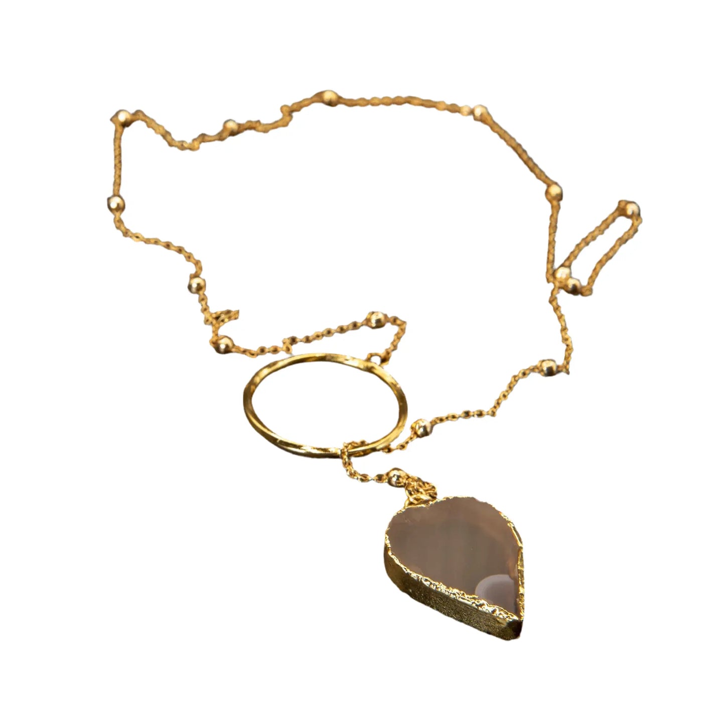 Agate Natural Stone Gold Plated Necklaces Hey Bou