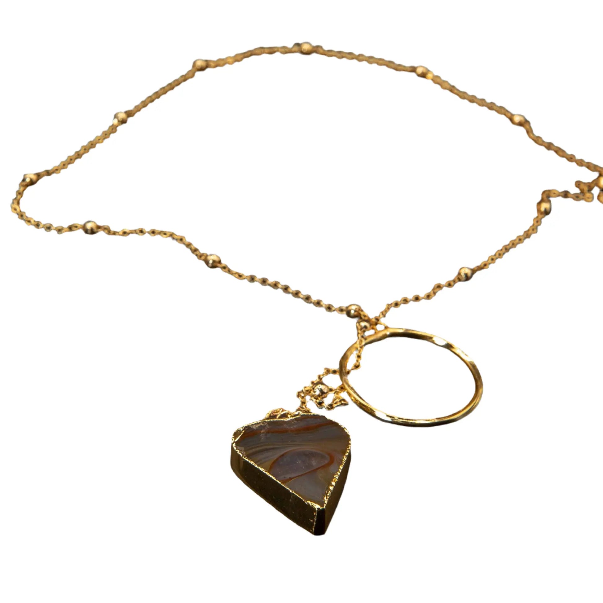 Agate Natural Stone Gold Plated Necklaces Hey Bou