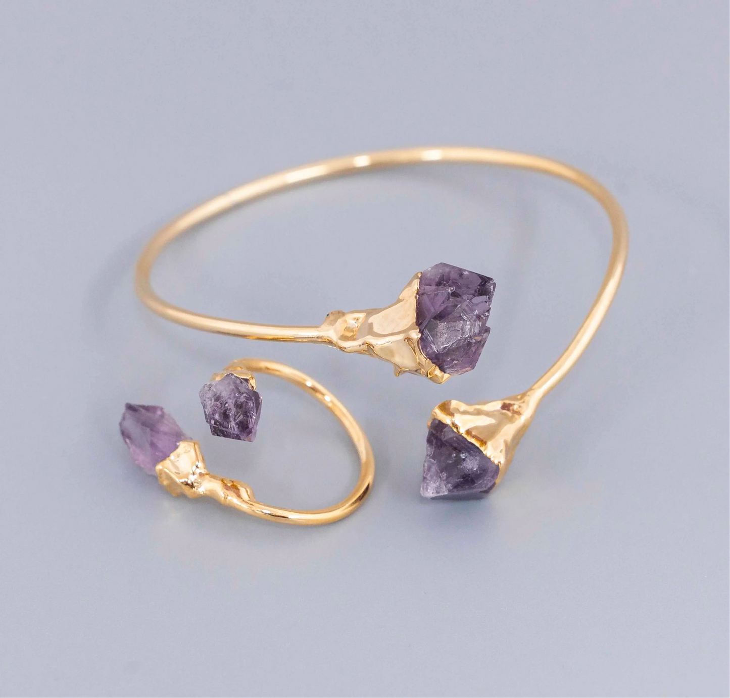 Gold Plated Raw Amethyst Bracelet HeyBou