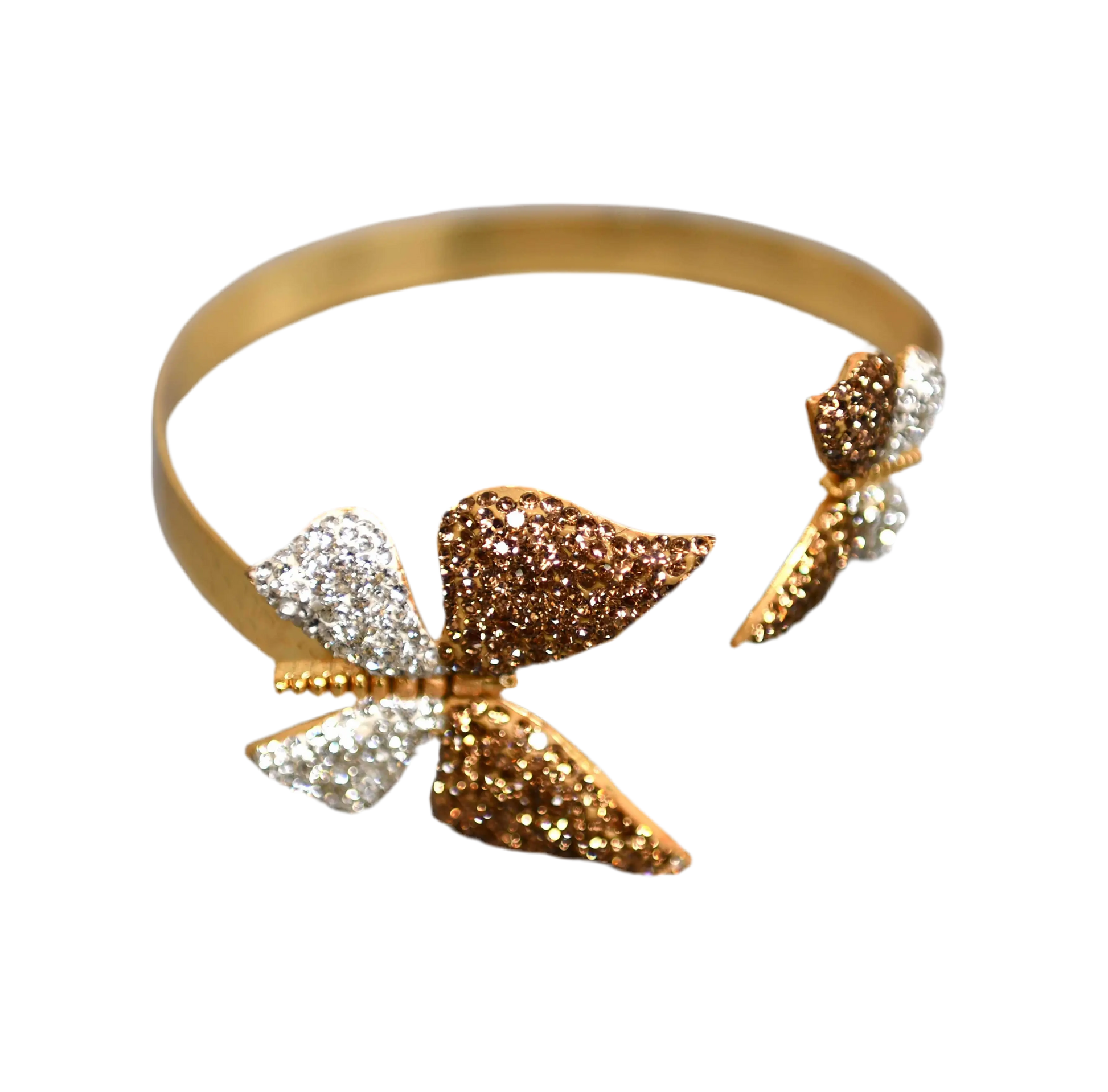 Gold & White Zirconia Butterflies Bracelet Hey Bou