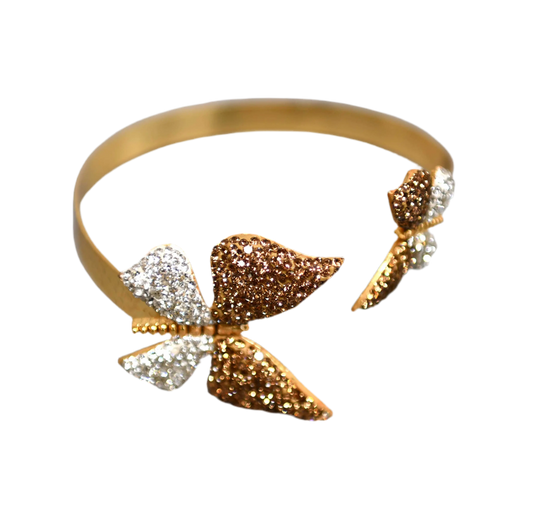 Gold & White Zirconia Butterflies Bracelet Hey Bou