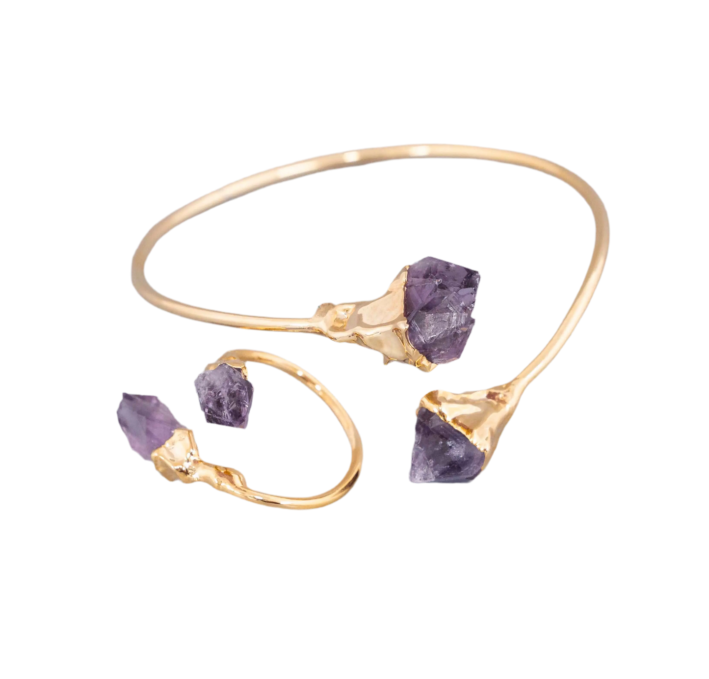 Gold Plated Raw Amethyst Bracelet HeyBou