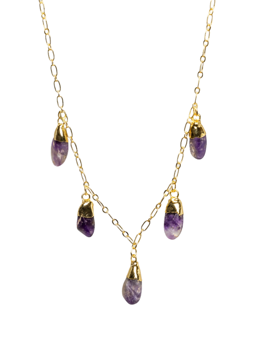 Gold Plated Smooth Amethyst Necklace Hey Bou