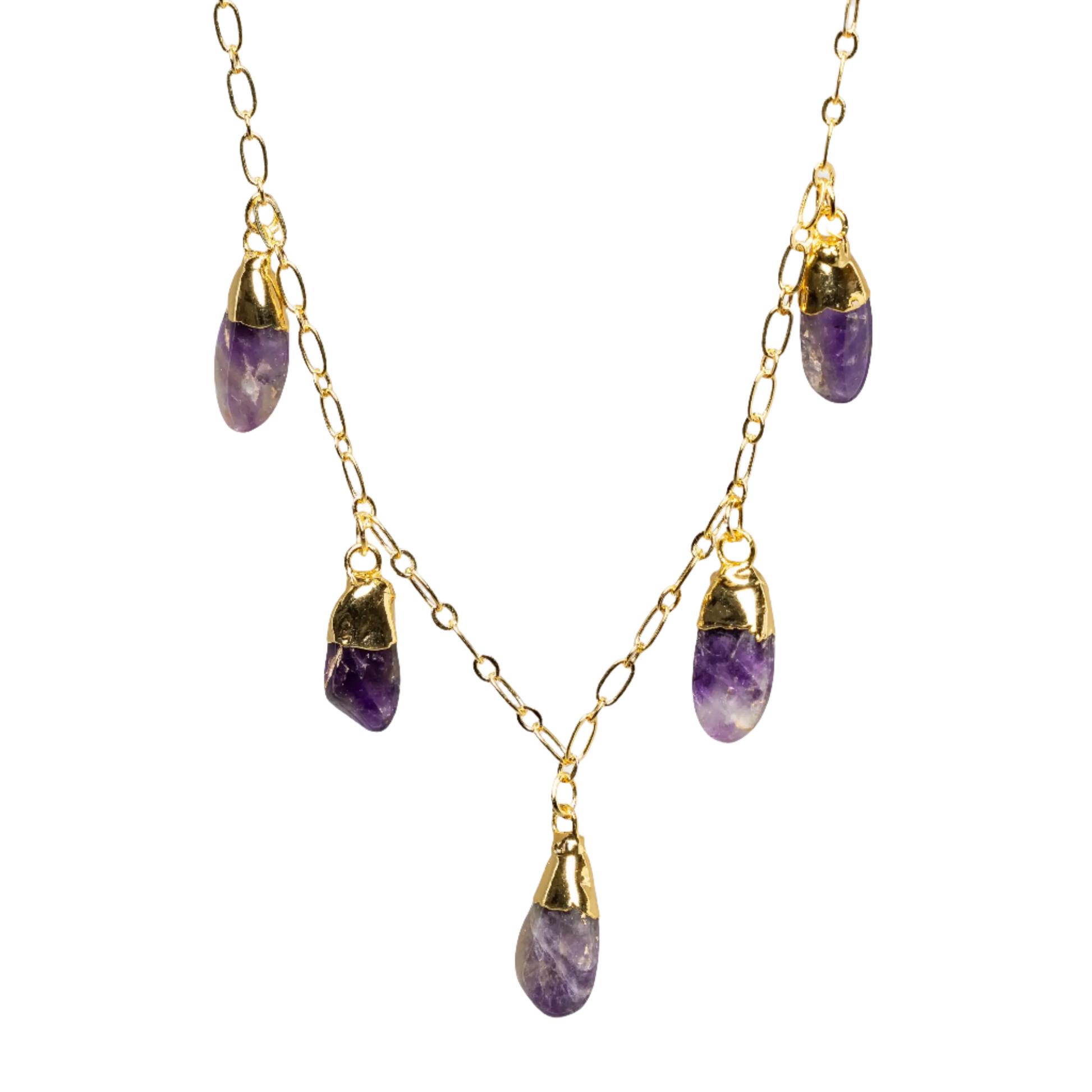 Gold Plated Smooth Amethyst Necklace Hey Bou