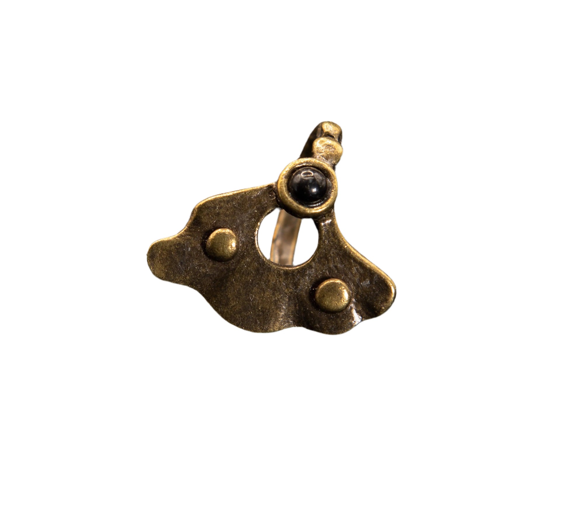 Brass 'Onyx Petal' Ring Hey Bou