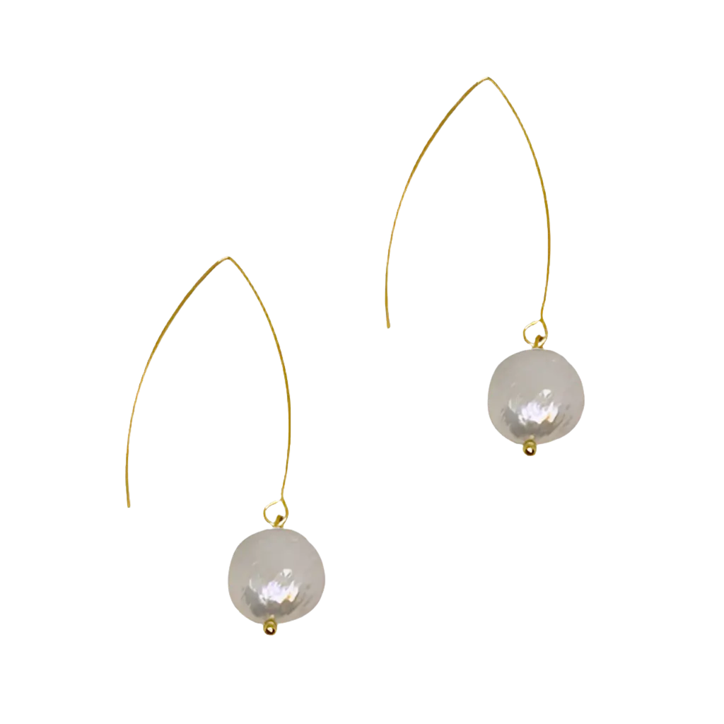 Perla Pearl Hook Earrings Arete