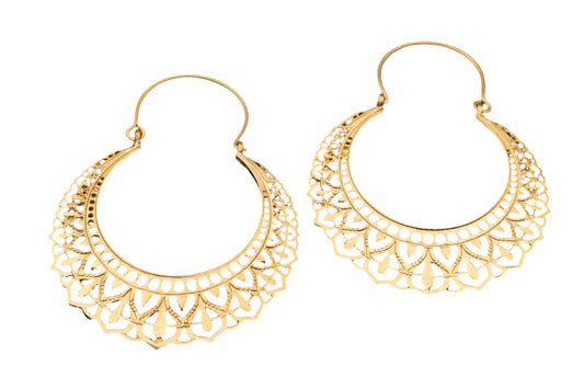Gold Plated Round Lattice Earrings Hey Bou