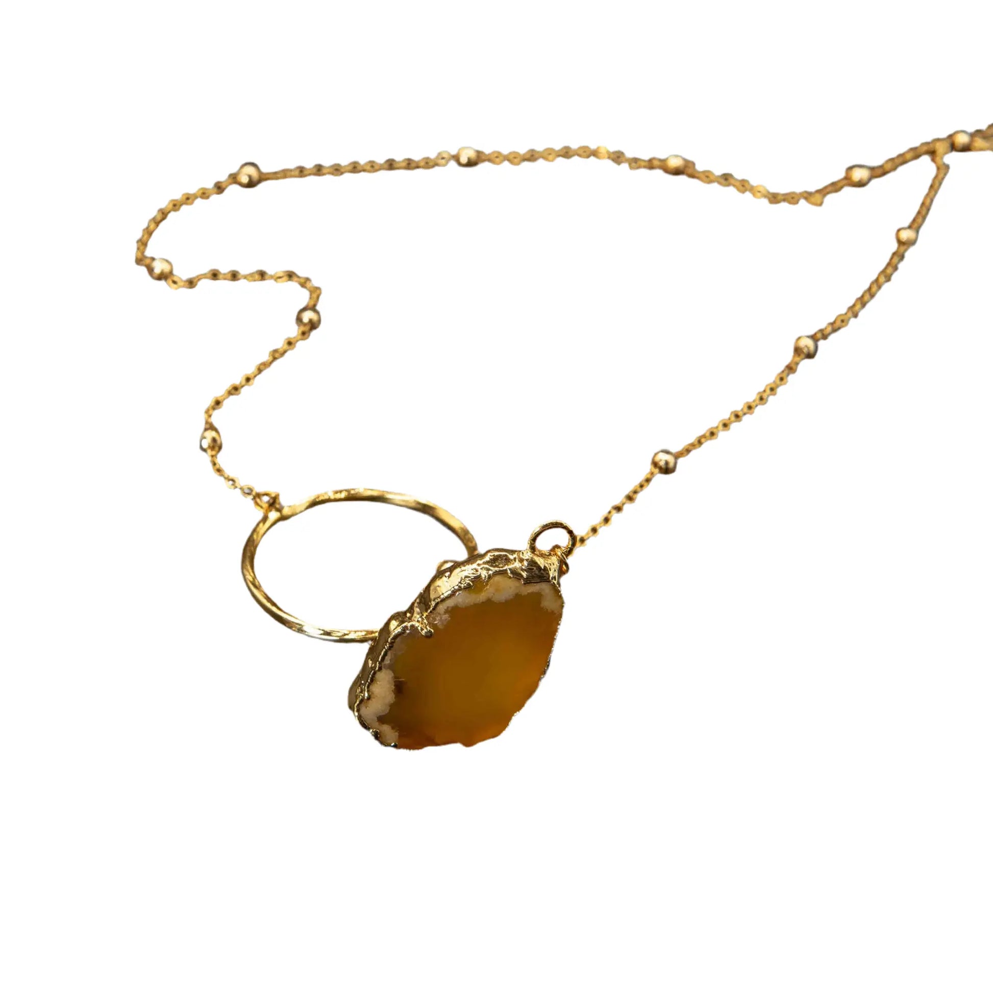 Agate Natural Stone Gold Plated Necklaces Hey Bou