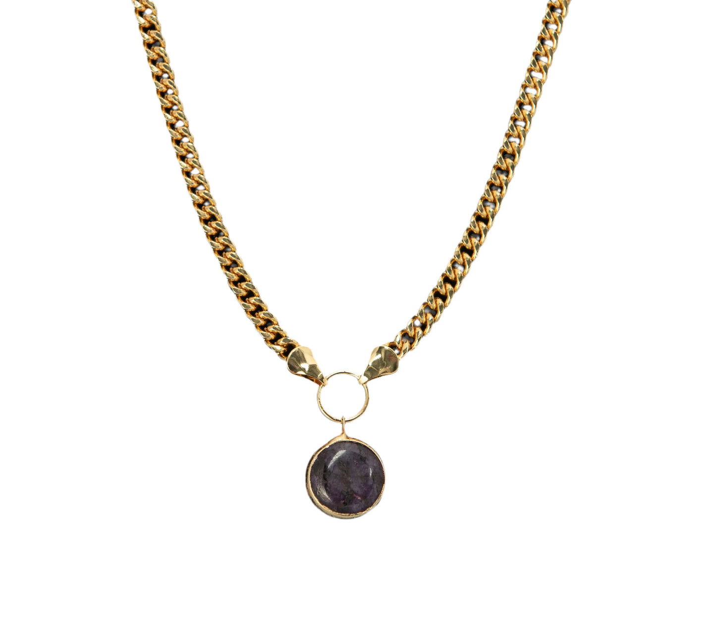 Natural Agate Gold Plated Thick Chain Necklace Hey Bou