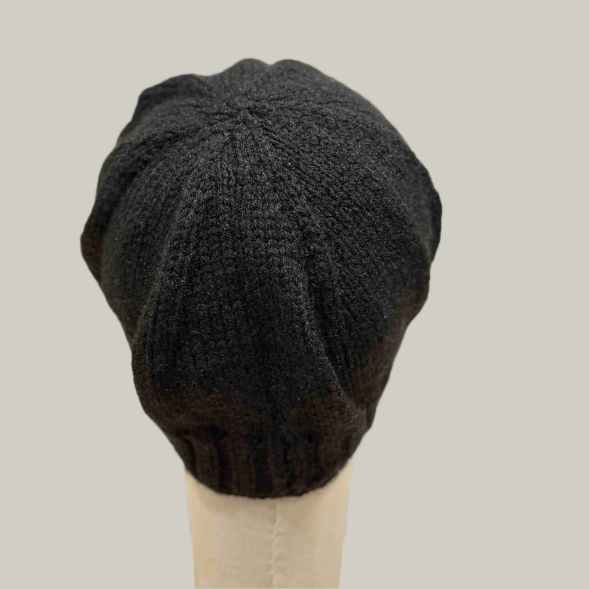 Black 2" Rib Knit Child/Adult Beanie 40-60cm H 20.5cm HeyBou