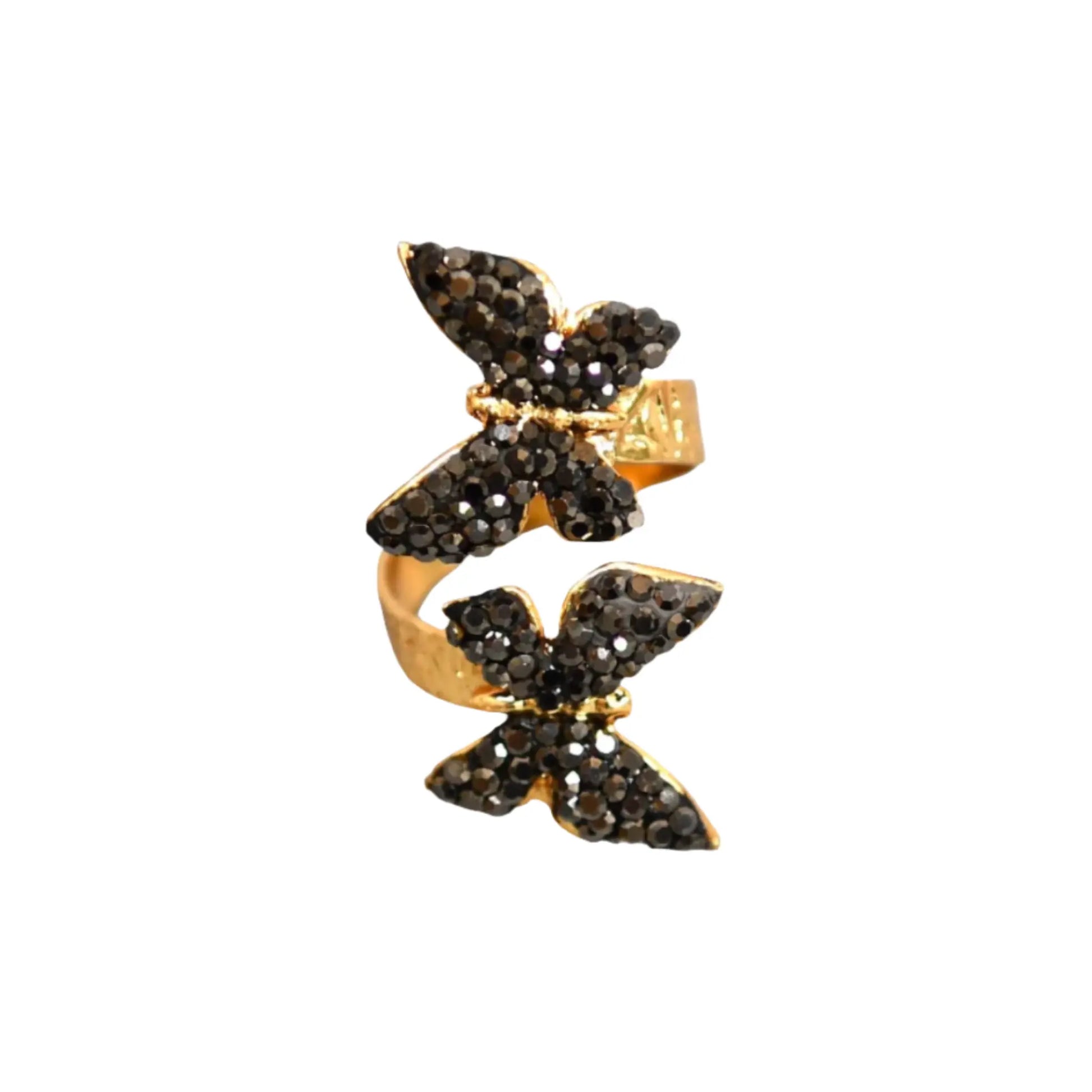Black Zirconia Butterfly Ring Hey Bou