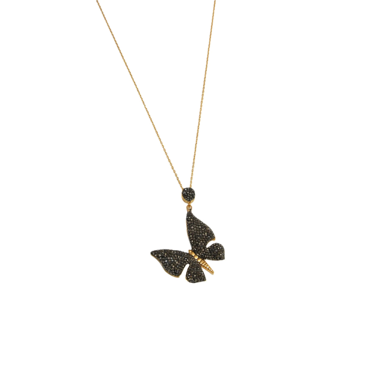 Black Zirconia Butterfly Necklace Hey Bou