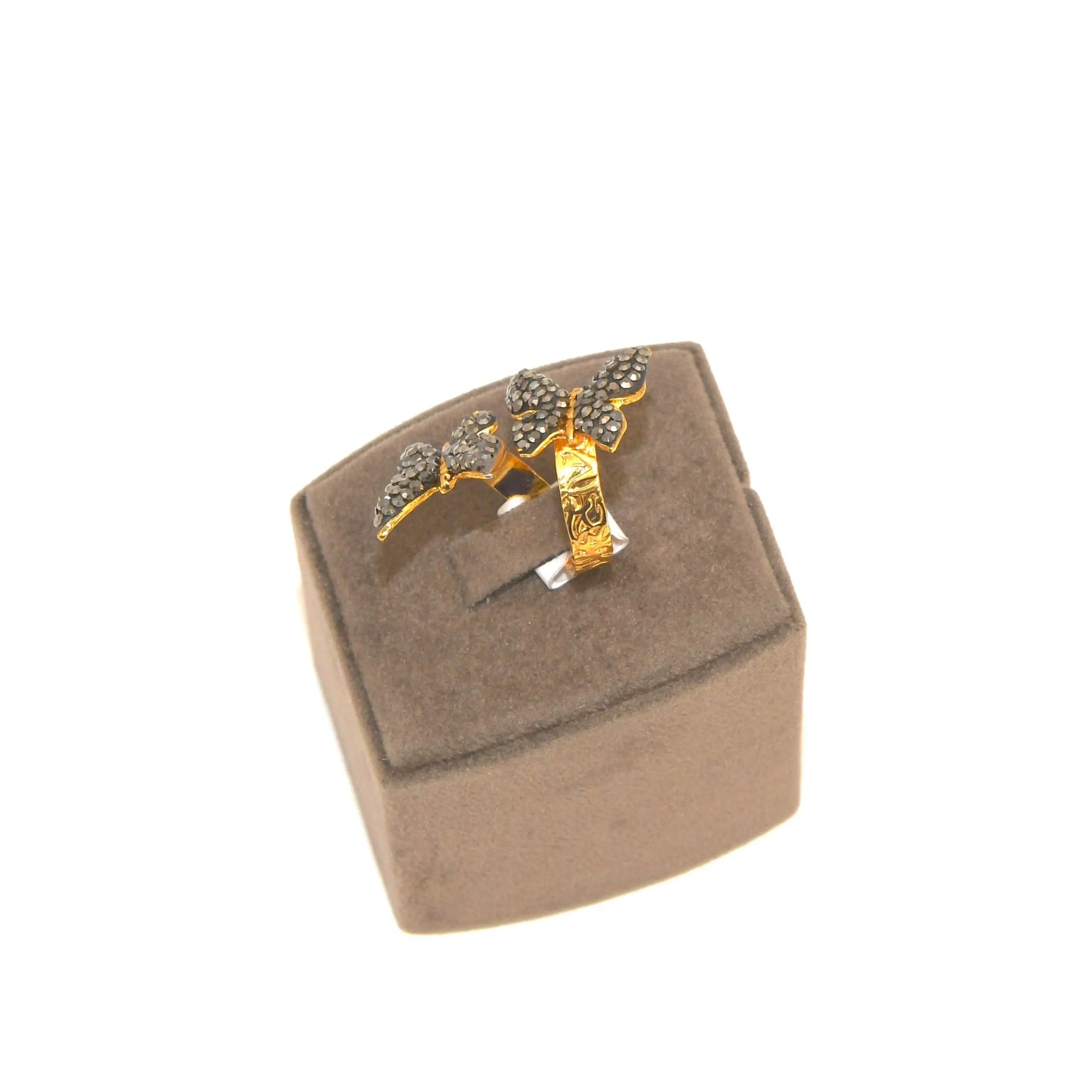 Black Zirconia Butterfly Ring Hey Bou