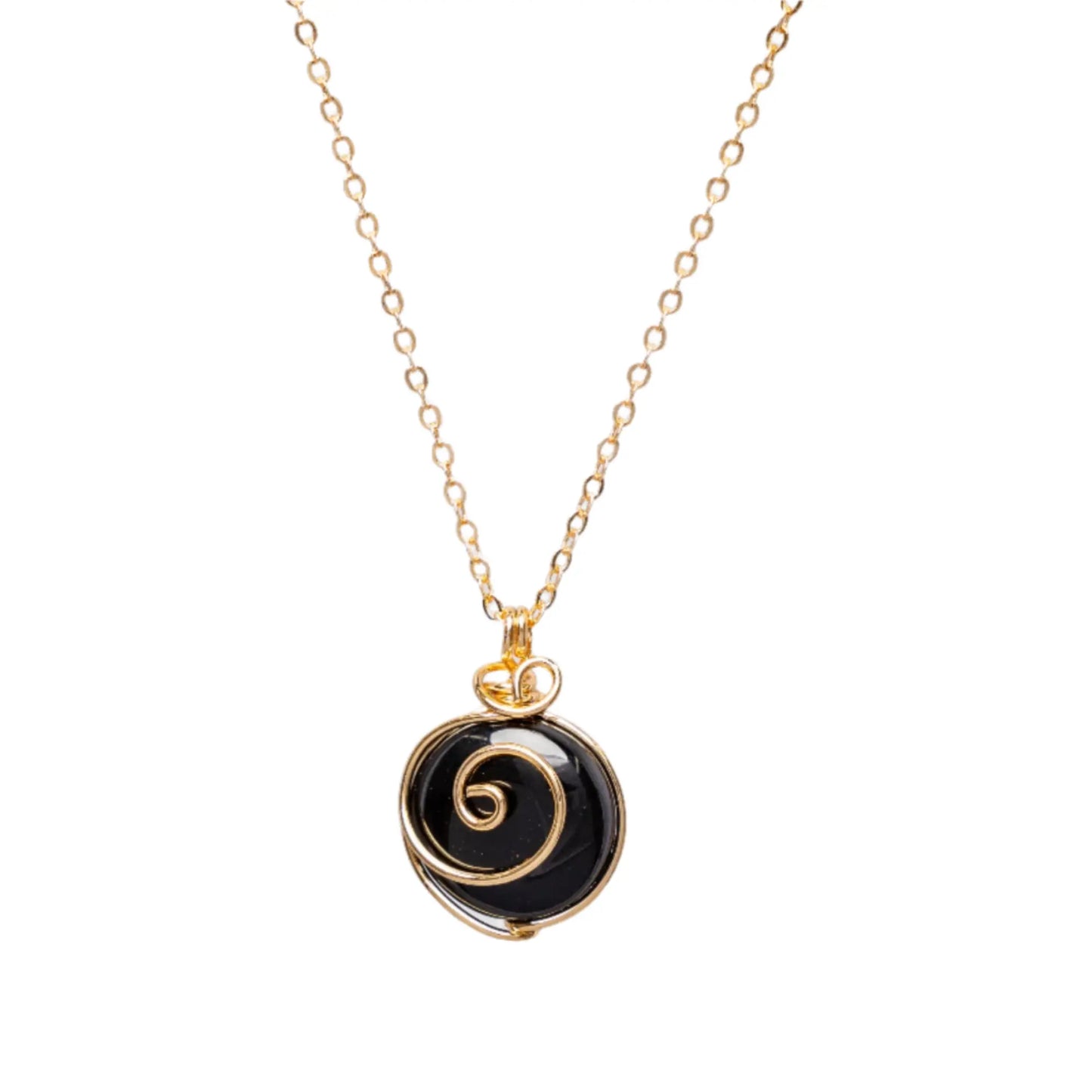 Gold Plated Natural Agate Swirl Classic Necklaces Hey Bou