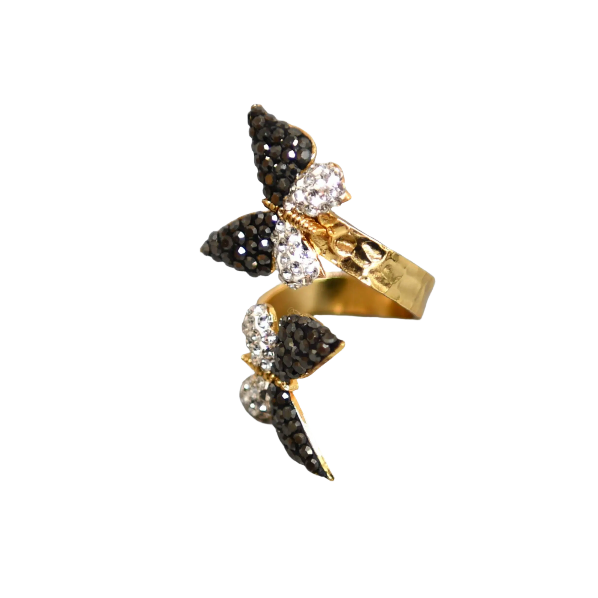 Black & White Zirconia Butterfly Ring Hey Bou