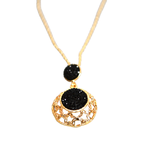 Gold Plated Black Zirconia Necklace Hey Bou