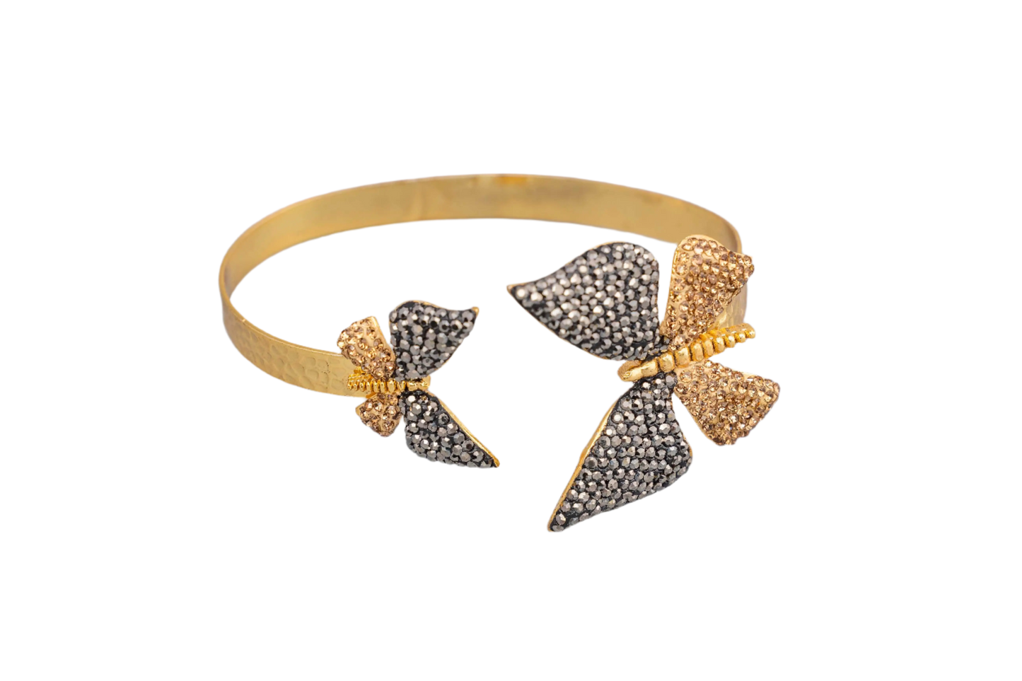 Black & Gold Zircon Crystal Butterfly Bracelet Hey Bou