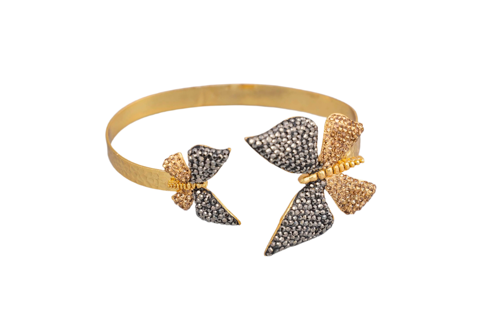 Black & Gold Zircon Crystal Butterfly Bracelet Hey Bou