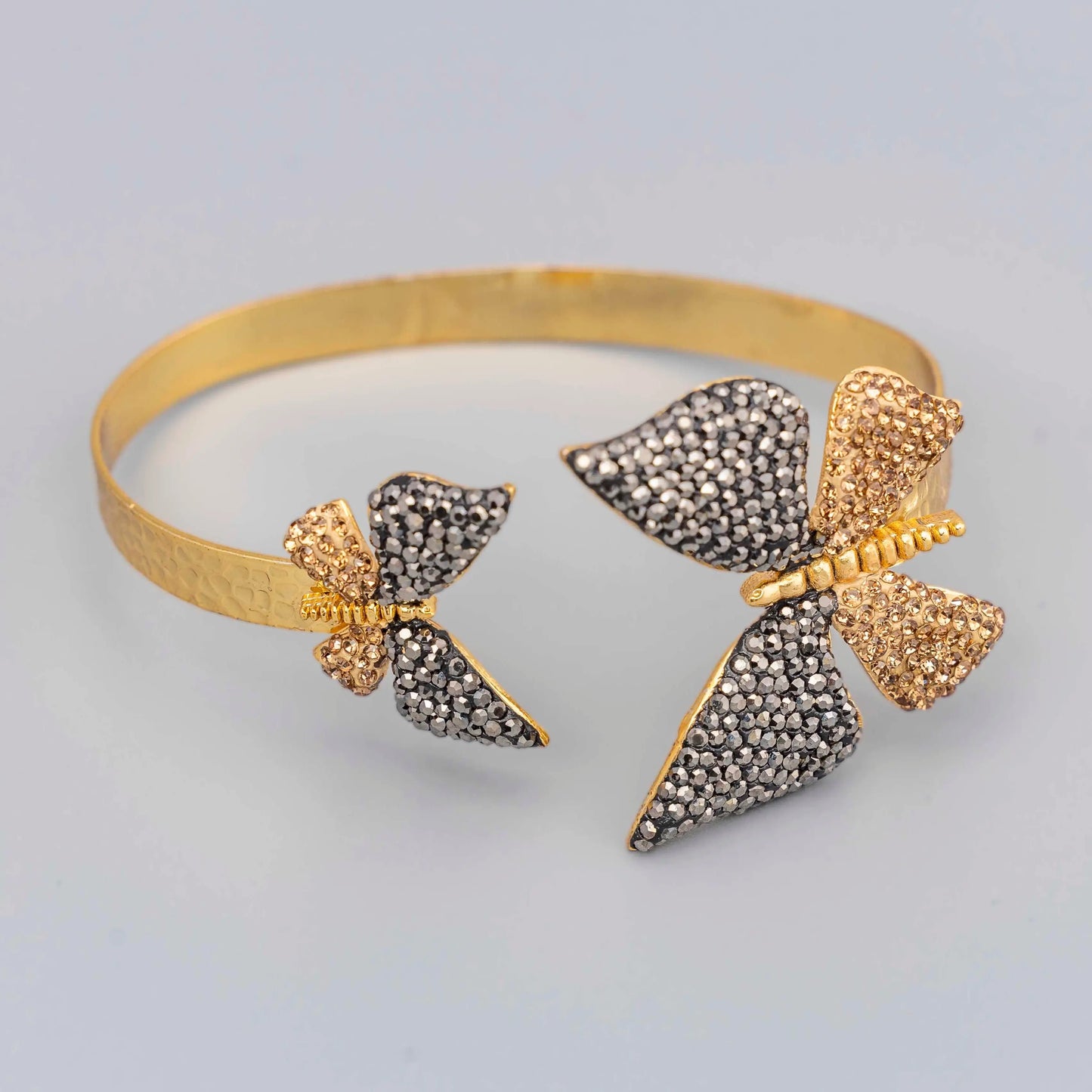 Black & Gold Zircon Crystal Butterfly Bracelet Hey Bou