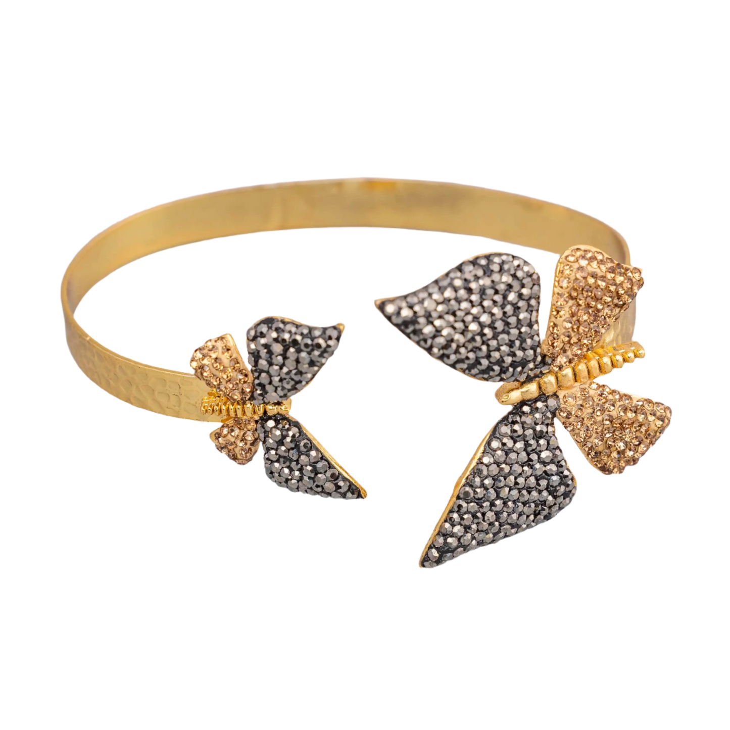 Black & Gold Zircon Crystal Butterfly Bracelet Hey Bou