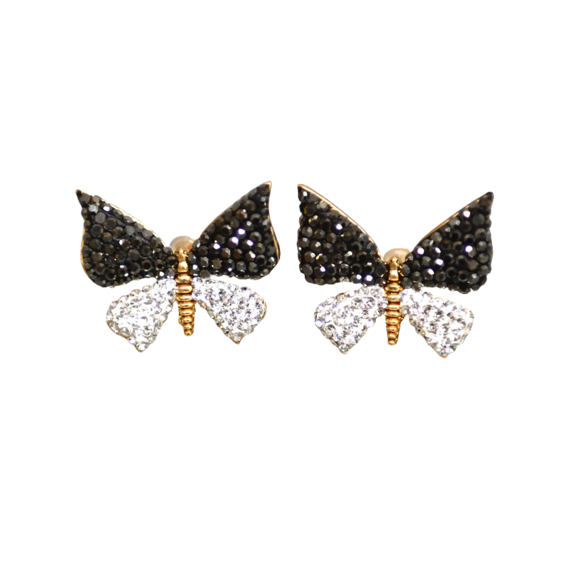 Black & White Zirconia Butterfly Earrings Hey Bou