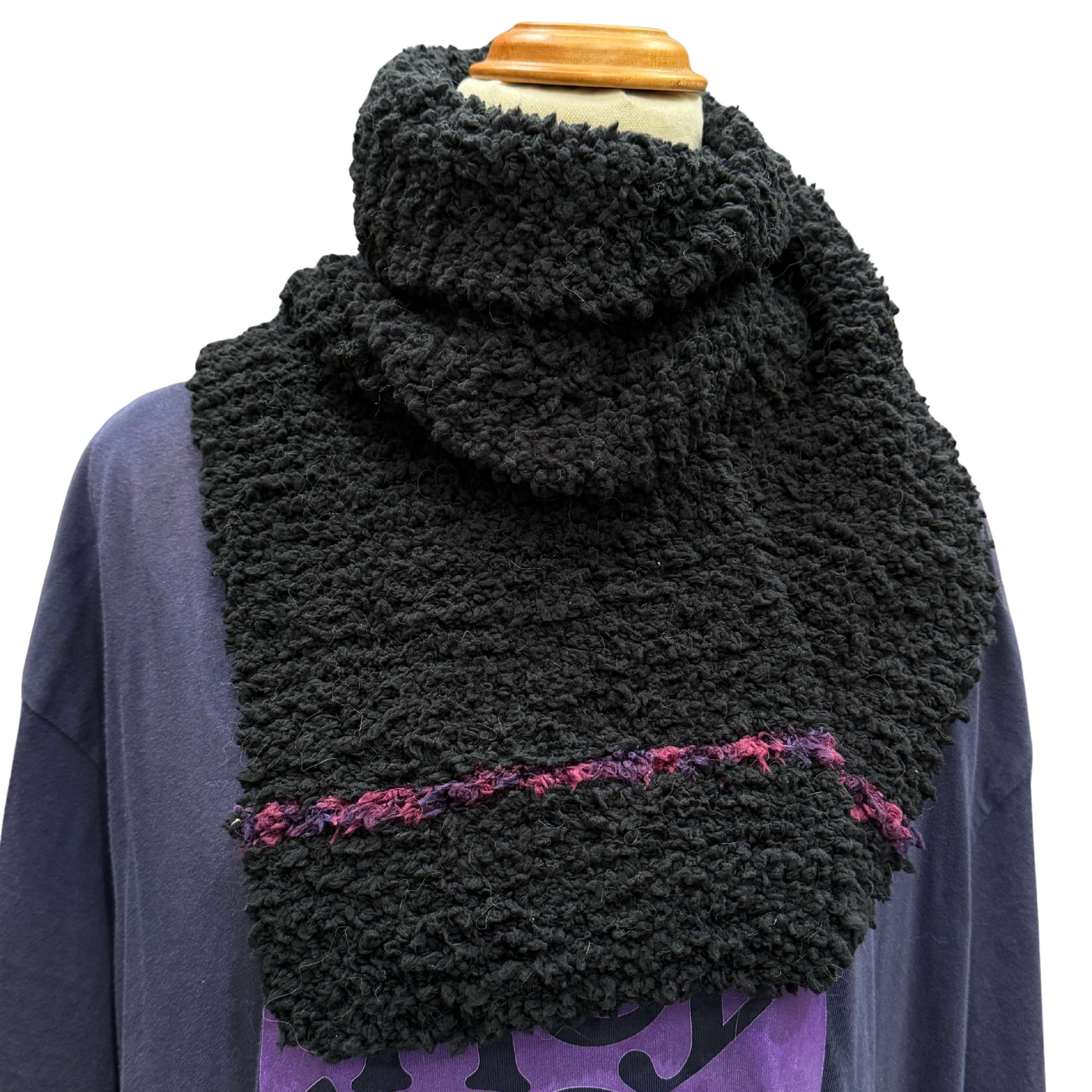 Black Knit Smooth Scarf 137cm x 20cm HeyBou