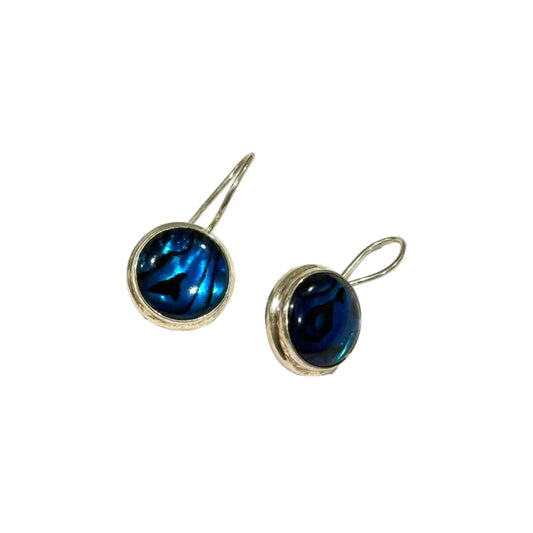 Blue Circle Mother of Pearl Earrings Hey Bou