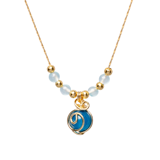 Gold Plated Natural Stone Agate Sphere Swirl & Beads Necklaces Hey Bou