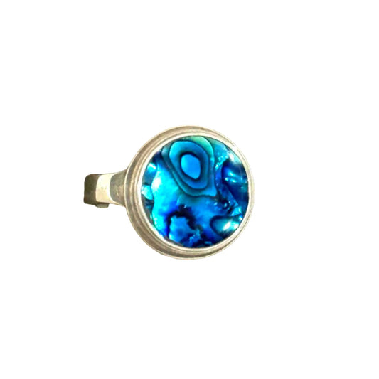 Blue Circle Mother of Pearl Ring Hey Bou