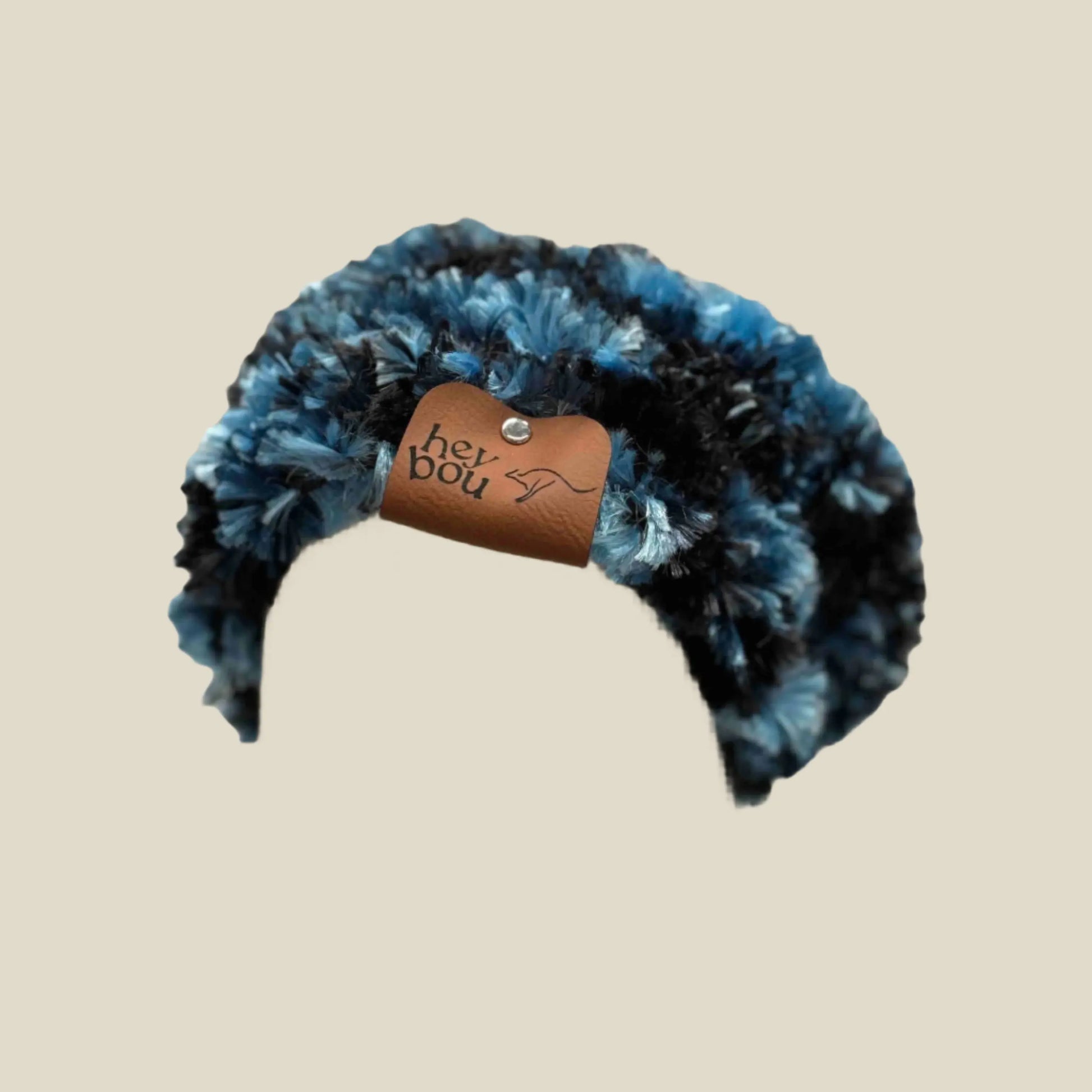 Blue Fluffy Knitted Child Beanie 44-52cm H 19cm HeyBou - Made by Lisa