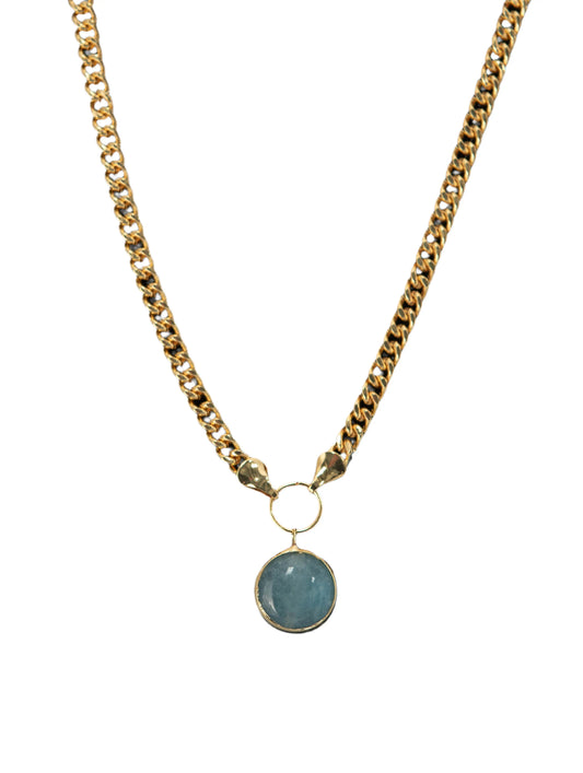 Natural Agate Gold Plated Thick Chain Necklace Hey Bou