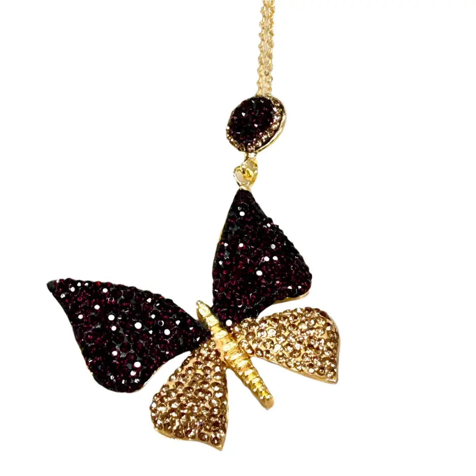 Blueberry Zirconia Butterfly Necklace Hey Bou