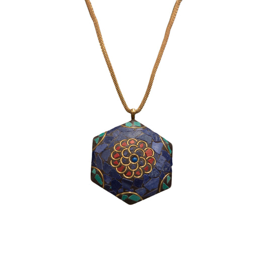 Brass Mosaic Flower Necklace Hey Bou