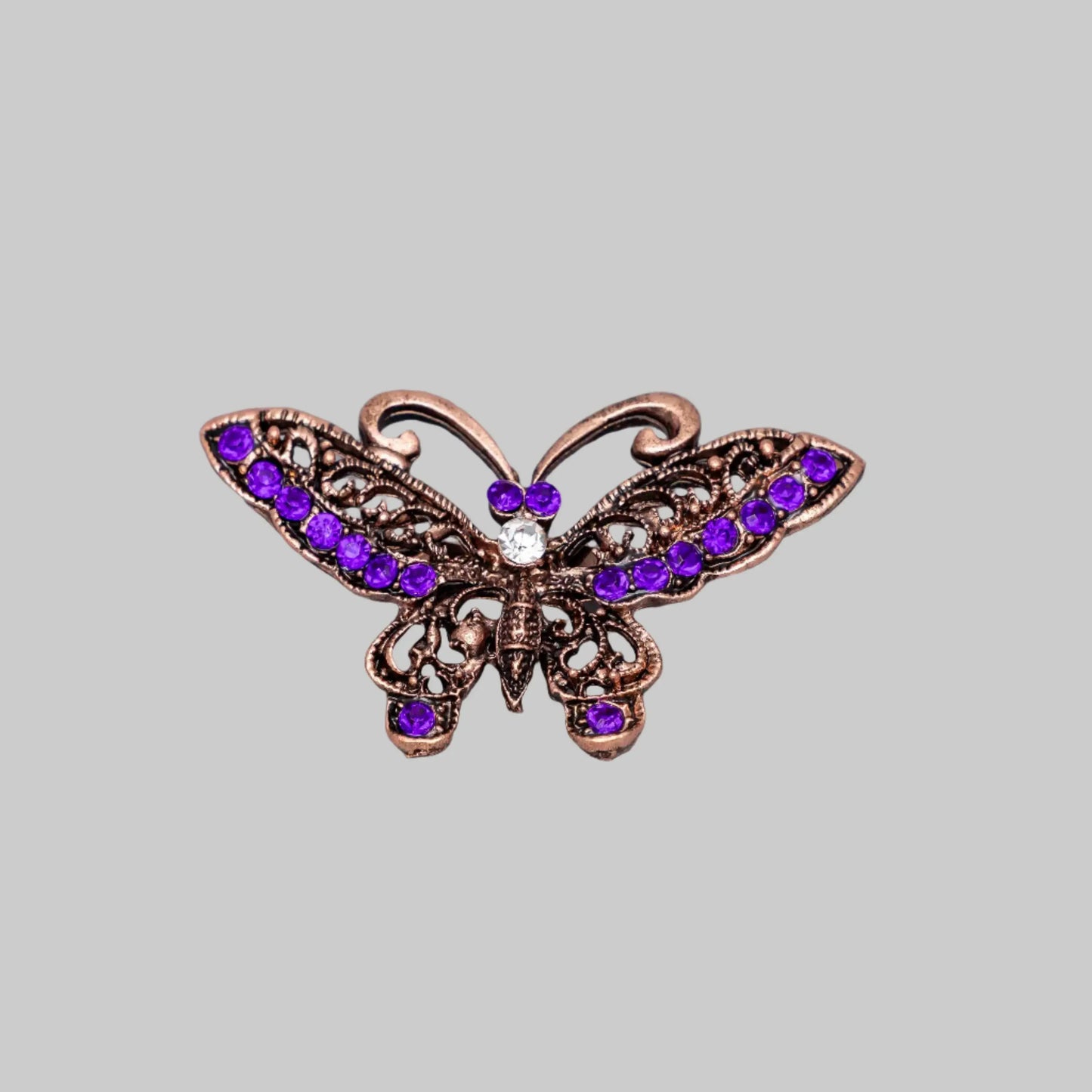 Gold Plated Purple Gem Butterfly Brooch Hey Bou
