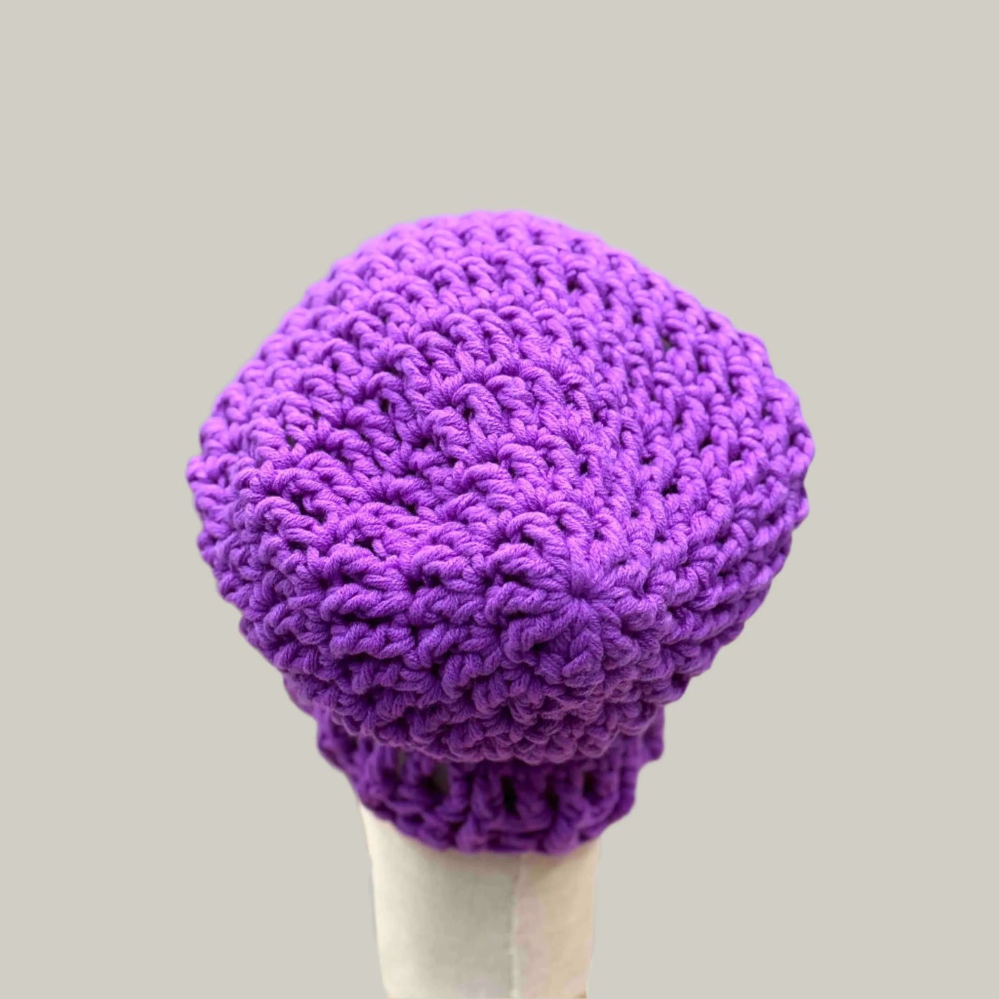 Bright Purple Mawar Treble Crochet 3cm Rib Slouchy Child/Adult Beanie 48-63cm H 30cm HeyBou - Made by Lisa